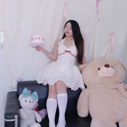 Đầm Cổ Yếm Viền Nơ Ren Ruy Băng Dáng Ngắn Bo Eo Dễ Thương 5