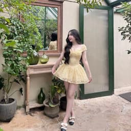 Đầm Ren Trễ Vai Tay Cúp Sò “Dáng Ngắn” Xoè Màu Pastel Phong Cách Nữ Tính, Tiểu Thư, Du Lịch Hè Ananclothing 8