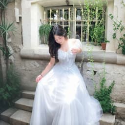 Set áo gấm cánh tiên trễ vai đan dây corset eo phối chân váy maxi tơ lưới bồng bềnh 9