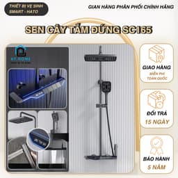 Sen Cây Tắm Đứng Phím Đàn HATO Củ Sen Lõi Đồng 2,8 Kg Mạ Titan 5 Lớp, Hiển Thị Nhiệt Độ, Thời Gian,4 Chức Năng Xả -SC165 1