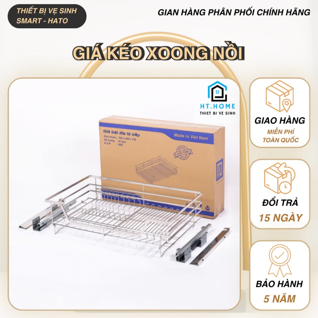Giá Kéo Xoong Nồi Inox 304 Kéo Ra Đẩy Vào Dễ Ràng Không Gây Tiếng Ồn, Kệ Để Xoong Nồi Giúp Phòng Bếp Tối Ưu Diện Tích