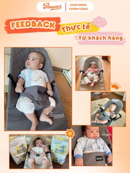 Ghế Nhún Rung Cao Cấp Cho Bé Sơ Sinh PEEWEES, Chống Võng Lưng, Chất Vải Cotton Thoáng Mát Giúp Bé Nằm Thoải Mái Dễ Chịu 10