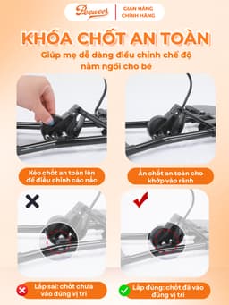 Ghế Nhún Rung Cao Cấp Cho Bé Sơ Sinh PEEWEES, Chống Võng Lưng, Chất Vải Cotton Thoáng Mát Giúp Bé Nằm Thoải Mái Dễ Chịu 9