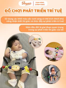 Ghế Nhún Rung Cao Cấp Cho Bé Sơ Sinh PEEWEES, Chống Võng Lưng, Chất Vải Cotton Thoáng Mát Giúp Bé Nằm Thoải Mái Dễ Chịu 7