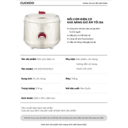 Nồi cơm điện cơ Cuckoo CR-1021/WHVNCV - 1.8L chính hãng 5