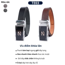 Thắt lưng trẻ em khoá lăn tự động bản 3cm nhiều màu, dây nịt bé nam khoá lăn TE03TN3 2