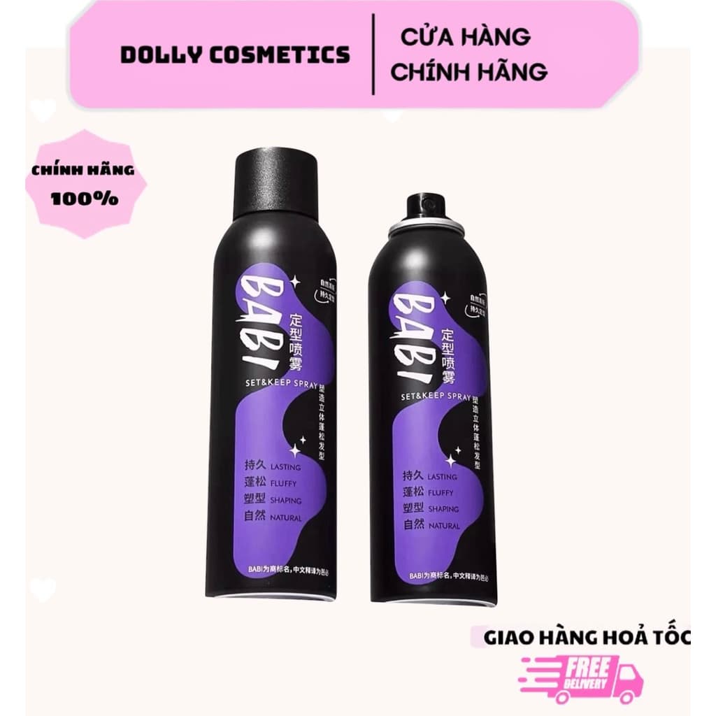 Gôm Xịt Tạo Kiểu Giữ Nếp Dài Lâu BABI Loại Xịn, Xịt Phồng Tóc Tạo Kiểu, Giữ Độ Phồng Bồng Bềnh Tự Nhiên