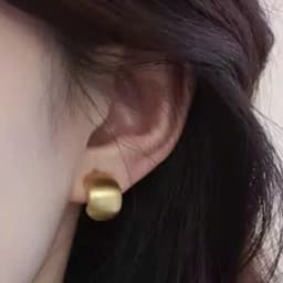 Khuyên Tai/Hoa Tai Nữ Khối Tròn Nhám Mờ Mạ Vàng Tối Giản - Quà Tặng Vibe Ocean Charm, Retro, Tinh Tế Nhẹ Nhàng 2