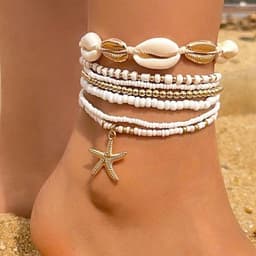 Bộ 7 Vòng Tay Vòng Chân Hạt Cườm Sao Biển Vỏ Sò - Quà Tặng Vibe Ocean Charm, Set Vintage Y2K, Phụ Kiện Nữ Đẹp 4