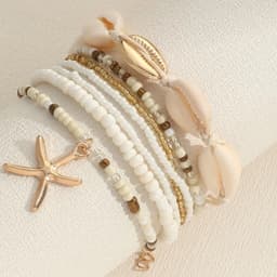 Bộ 7 Vòng Tay Vòng Chân Hạt Cườm Sao Biển Vỏ Sò - Quà Tặng Vibe Ocean Charm, Set Vintage Y2K, Phụ Kiện Nữ Đẹp 8