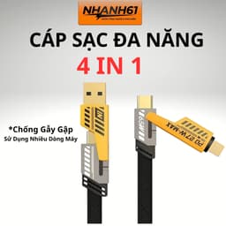 Dây sạc nhanh 4 Đầu Sạc nhanh 65W Cổng C-L, C-C, USB-C, USB-L Đa năng 4 trong 1 (Bảo hành 6 tháng) [Cáp 4in1] 1
