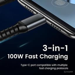 Dây Sạc 3IN1 Bọc Dù 100W Siêu Nhanh, Đa Năng, Có Đèn Led Hiển Thị Khi Sạc 4