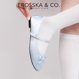 [EROSSKA] - Giày balletcore quai ngang mũi nhăn, phối nơ kiểu dáng basic cao 1cm màu kem - EL118 4