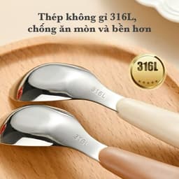 Thìa Ăn Dặm Cho Bé Inox 316 Cán Nhựa PP An Toàn Có Hộp Đựng Muỗng Tập Ăn Cho Trẻ 2