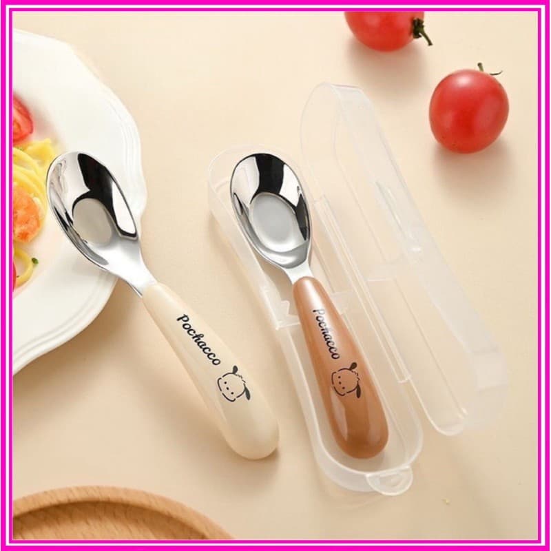 Thìa Ăn Dặm Cho Bé Inox 316 Cán Nhựa PP An Toàn Có Hộp Đựng Muỗng Tập Ăn Cho Trẻ