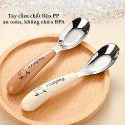 Thìa Ăn Dặm Cho Bé Inox 316 Cán Nhựa PP An Toàn Có Hộp Đựng Muỗng Tập Ăn Cho Trẻ 3