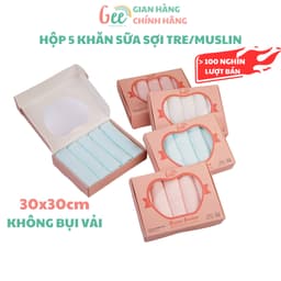 Khăn sữa Gee cao cấp, set 5 khăn sợi tre/muslin cho bé sơ sinh, không bụi vải, mềm mịn, thấm hút 1