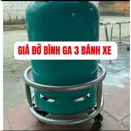 [Hàng siêu cấp] Giá đỡ bình gas có 3 bánh xe xoay 360 độ chốt khóa An toàn tiện lợi di chuyển dễ dàng hàng dày dặn 2