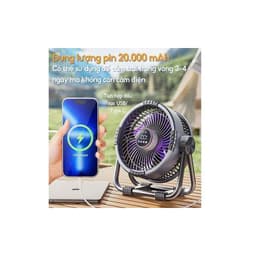 Quạt tích điện tuần hoàn TIROSS TS2285 pin 20000mAh đường kính 25cm chạy 4-15h 6