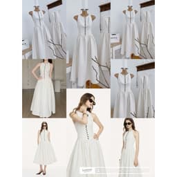 VÁY KEM XOÈ NÚT XUKADRESS, váy kem dáng dài sát nách sang chảnh 2