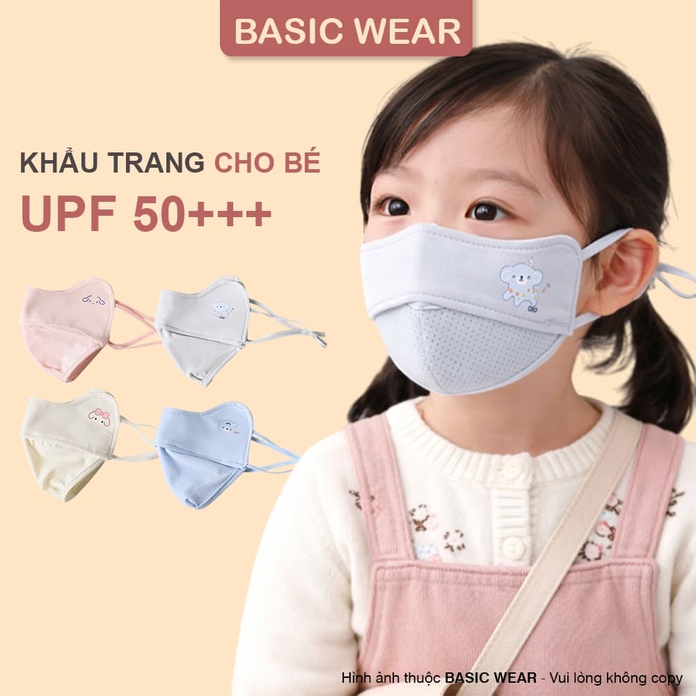 Khẩu Trang Trẻ Em 2-9 Tuổi Chống Nắng UPF 50+ Chống Tia UV Thoáng Khí Mềm Mại Cho Bé KT18