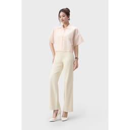 Áo sơ mi croptop nữ cộc tay GENVIET JEANS chất liệu thô xốp năng động basic dễ phối đồ 9222 5