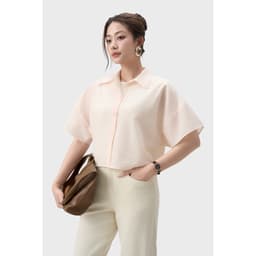 Áo sơ mi croptop nữ cộc tay GENVIET JEANS chất liệu thô xốp năng động basic dễ phối đồ 9222 2