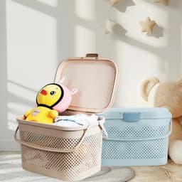 làn nhựa đựng đồ đi sinh nhựa cao cấp có quai xách, giỏ đựng đồ cho mẹ và bé hokori 2610 1