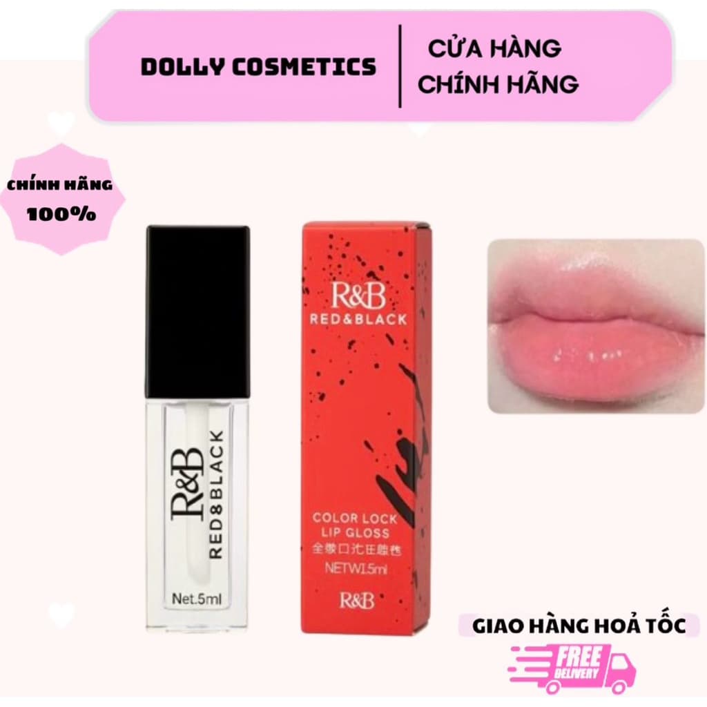 [CHUẨN HÃNG] R&B Son Bóng Không Màu R&B Red & Black – Giữ Màu Son Dưỡng Ẩm Hiệu Ứng Môi Căng Mọng
