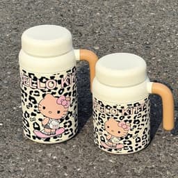 Bình giữ nhiệt Hello Kitty họa tiết da báo dung tích lớn 700&1000ML, chất liệu inox 9