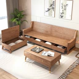 Ghế sofa gỗ đệm nỉ, da có ngăn để đồ VUADECOR VS82 4