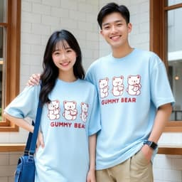 Áo Thun Gummy Bear 3194 Phom Rộng HY KOREA Vải Cotton 65/35 Co giãn Phù Hợp Nam Nữ Từ 35 Tới 80kg 1
