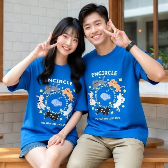 Áo Thun 3191 Phom Rộng HY KOREA Vải Cotton 65/35 Co giãn Phù Hợp Nam Nữ Từ 35 Tới 80kg