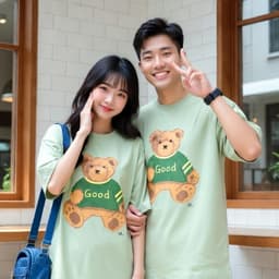 Áo Thun Gấu Good 3189 Phom Rộng HY KOREA Vải Cotton 65/35 Co giãn Phù Hợp Nam Nữ Từ 35 Tới 80kg 1