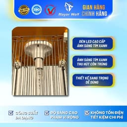 Đèn Bắt Muỗi Diệt Côn Trùng Năng Lượng Mặt Trời LED Tím Xanh MayorWolf 7
