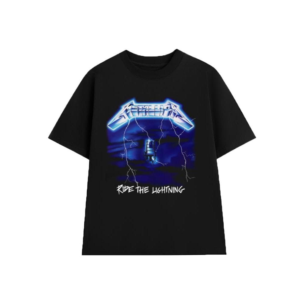 Áo Thun Ride the Lightning - METALLICA Rock Band vintage, Unisex Form Rộng Cotton Mềm