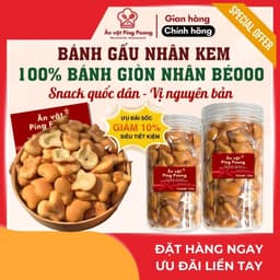 Bánh Gấu Nhân Kem Vị Nguyên Bản Tuổi Thơ 350G - Lớp Vỏ Giòn Rụm, Nhân Kem Béo Ngậy, Thơm Ngon 1