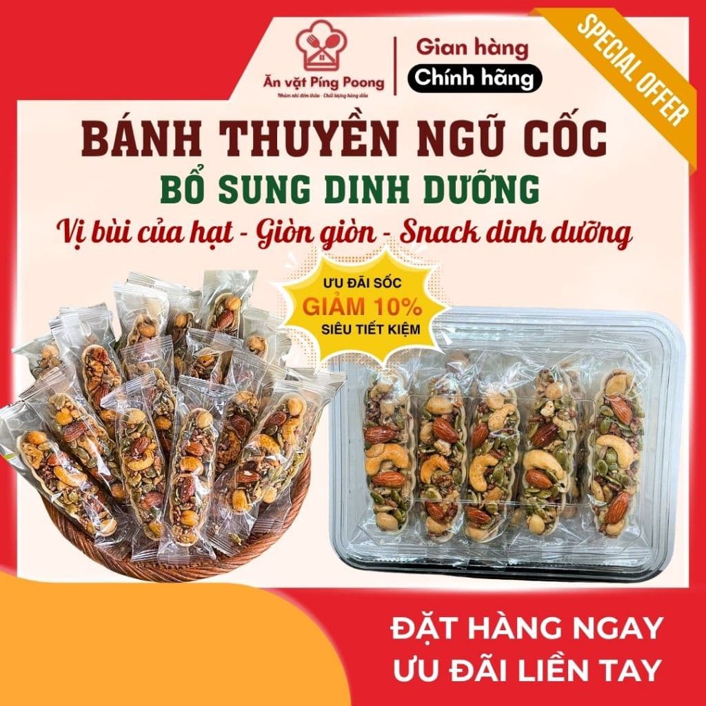[Hàng Loại 1-Hỏa Tốc] Bánh Thuyền Ngũ Cốc Mix Hạt Dinh Dưỡng - Hộp 250G - Thanh Ngũ Cốc Hạt