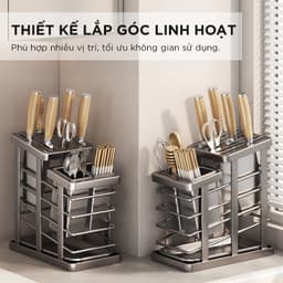 Kệ Cắm Dao Kèm Ống Đựng Đũa Thìa Đa Năng - Kệ Đựng Dao Kéo Nhà Bếp Thông Minh Có Khay Hứng Nước 4