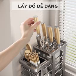 Kệ Cắm Dao Kèm Ống Đựng Đũa Thìa Đa Năng - Kệ Đựng Dao Kéo Nhà Bếp Thông Minh Có Khay Hứng Nước 2
