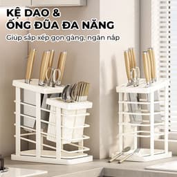 Kệ Cắm Dao Kèm Ống Đựng Đũa Thìa Đa Năng - Kệ Đựng Dao Kéo Nhà Bếp Thông Minh Có Khay Hứng Nước 5