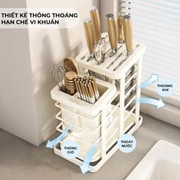 Kệ Cắm Dao Kèm Ống Đựng Đũa Thìa Đa Năng - Kệ Đựng Dao Kéo Nhà Bếp Thông Minh Có Khay Hứng Nước 7