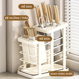 Kệ Cắm Dao Kèm Ống Đựng Đũa Thìa Đa Năng - Kệ Đựng Dao Kéo Nhà Bếp Thông Minh Có Khay Hứng Nước 8