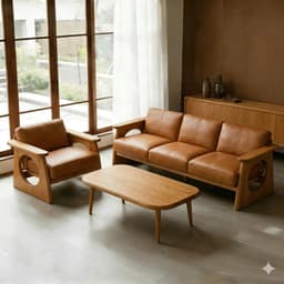 Ghế sofa gỗ tự nhiên đệm nỉ, da VUADECOR VS88 8