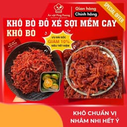 Khô Bò Sợi Đỏ Xé Mềm Cay Lon 350G, Khô Thượng Hạng Chuẩn Vị, Nhâm Nhi Cùng Sốt Tắc Hết Sẩy 1