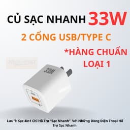 Cáp Sạc Nhanh 33w 2 Cổng Sạc Type C - USB, Củ Zin Sạc  Không Nóng Máy 1