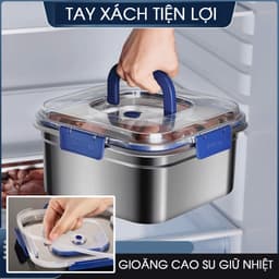 Hộp Inox Đựng Thực Phẩm An Toàn Có Nắp Đậy Chống Tràn, Hộp Đựng Inox Giữ Tươi Thức Ăn 3
