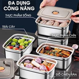 Hộp Inox Đựng Thực Phẩm An Toàn Có Nắp Đậy Chống Tràn, Hộp Đựng Inox Giữ Tươi Thức Ăn 8