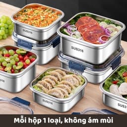 Hộp Inox Đựng Thực Phẩm An Toàn Có Nắp Đậy Chống Tràn, Hộp Đựng Inox Giữ Tươi Thức Ăn 4