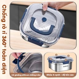 Hộp Inox Đựng Thực Phẩm An Toàn Có Nắp Đậy Chống Tràn, Hộp Đựng Inox Giữ Tươi Thức Ăn 2